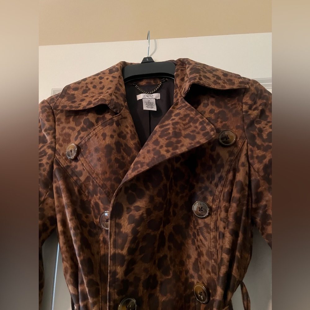Cache Brown Leopard Trench Coat - image 2